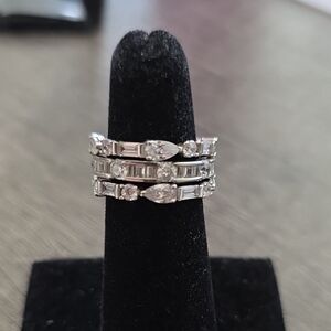 Elegant Silver Stacked Ring 3 Pc Set